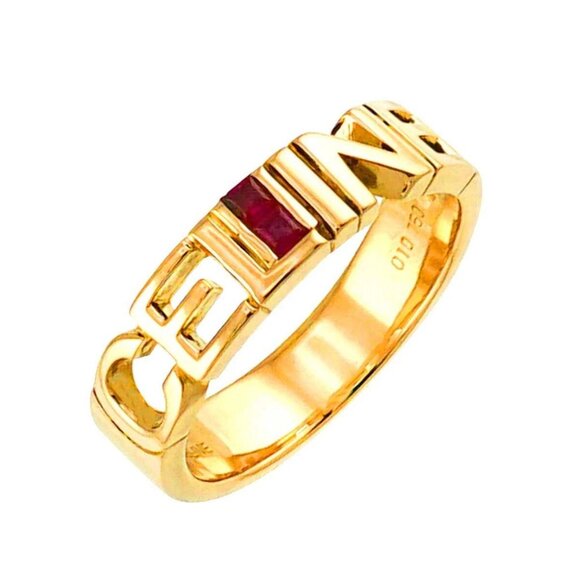 CELINE Ruby 0.10ct Ring 18K YG 750 4.75-5(US) - Picture 1 of 14